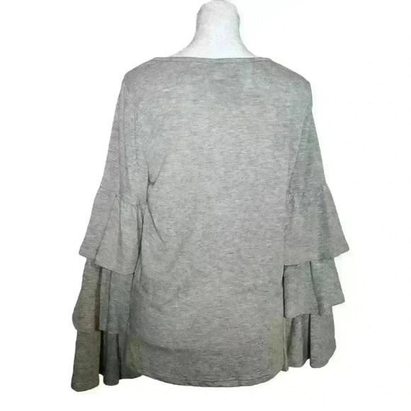 Pleione women's gray long sleeve ruffled arm blouse size XS - Picture 2 of 6